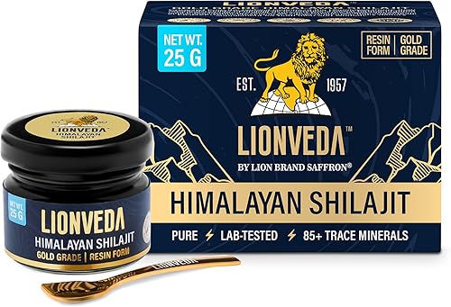 LIONVEDA Resina Shilajit pura del Himalaya con más de 85 oligoelementos y ácido fúlvico para energía y apoyo inmunológico, suplemento Shilajit