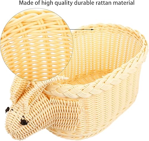 Miniatura 5 de Cesta de Pascua de NUOBESTY con diseño de conejo, cesta de Pascua y caramelos, para guardar decoraciones de Pascua (beige, talla L)