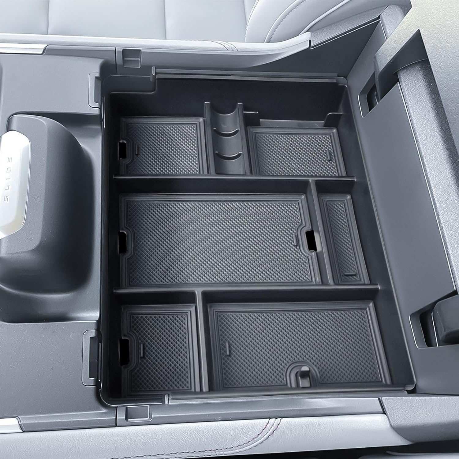 HGWEI Center Console Organizer Compatible with 2025 2026 Ford Expedition Interior Accessories Armrest Storage Box Insert Tray Dual-Layer Compartment Holder-Only Fits with Flex Sliding Center Console