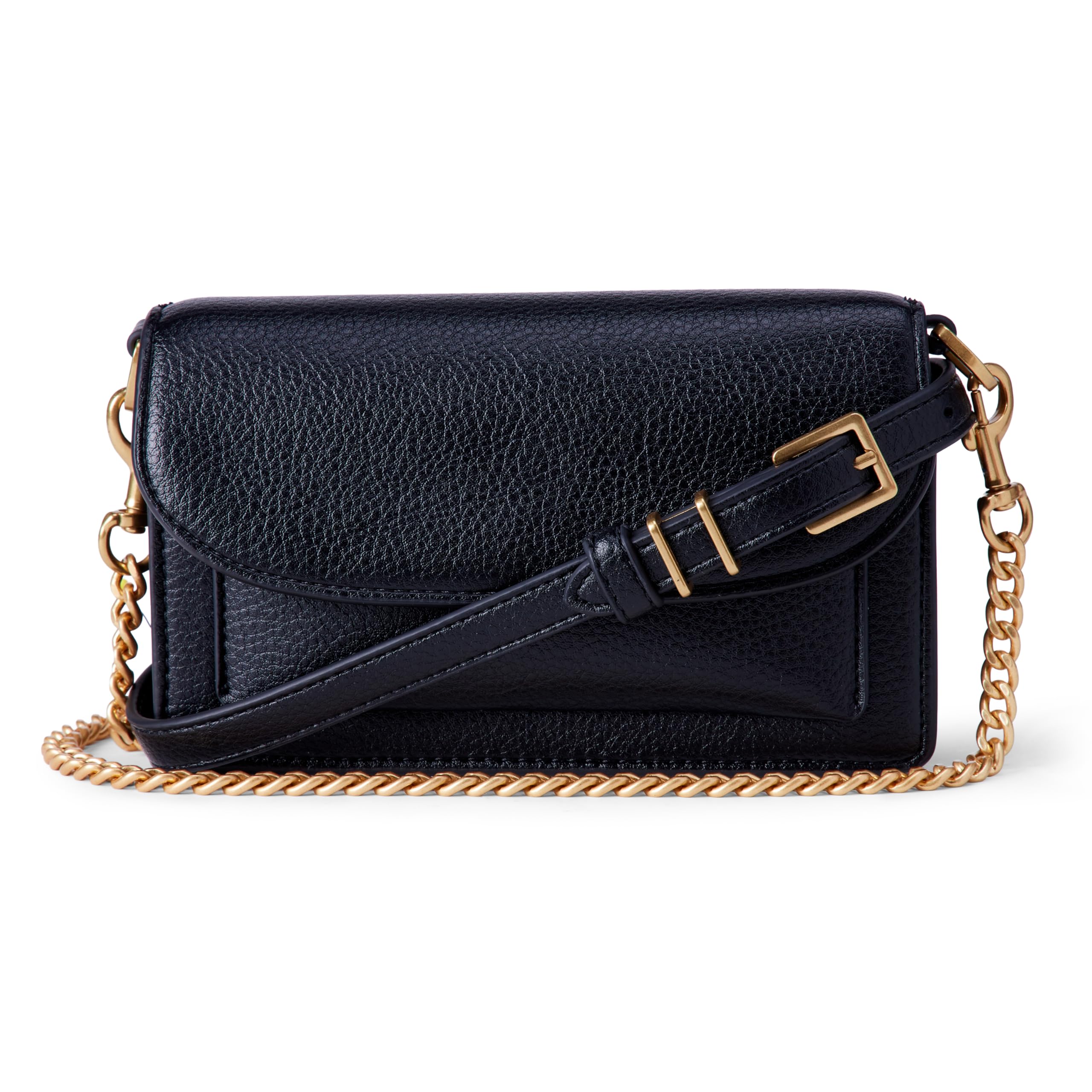 Amazon Essentials Women's Convertible Crossbody Clutch Bag with Interchangeable Straps, Black, One Size