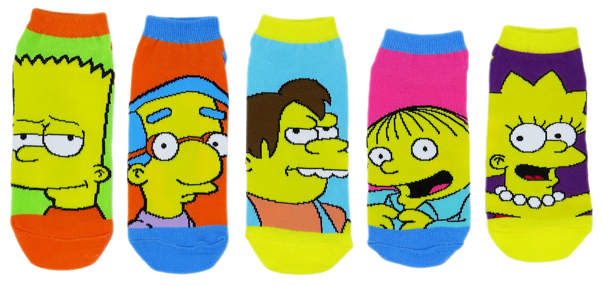 The Simpsons Women's Simpsons Multi-Color ' Ankle-No Show Socks 5 Pair Pack (One Size, )