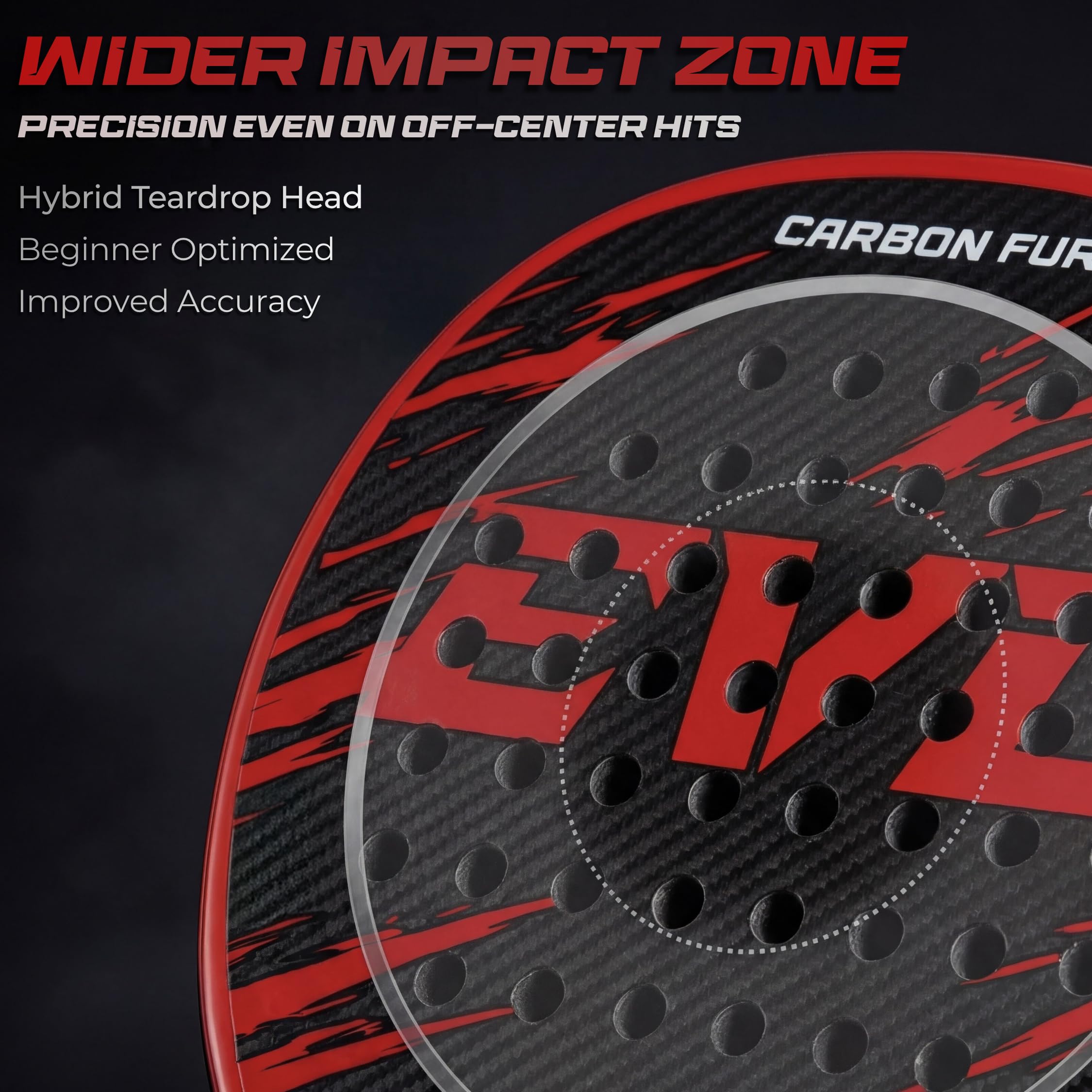 EVO Fitness Racchetta da padel in fibra di carbonio – Nucleo in schiuma EVA morbida per il massimo controllo – 350 g leggero racchetta da paddle per adulti – Extra Large 525 cm² superficie della testa