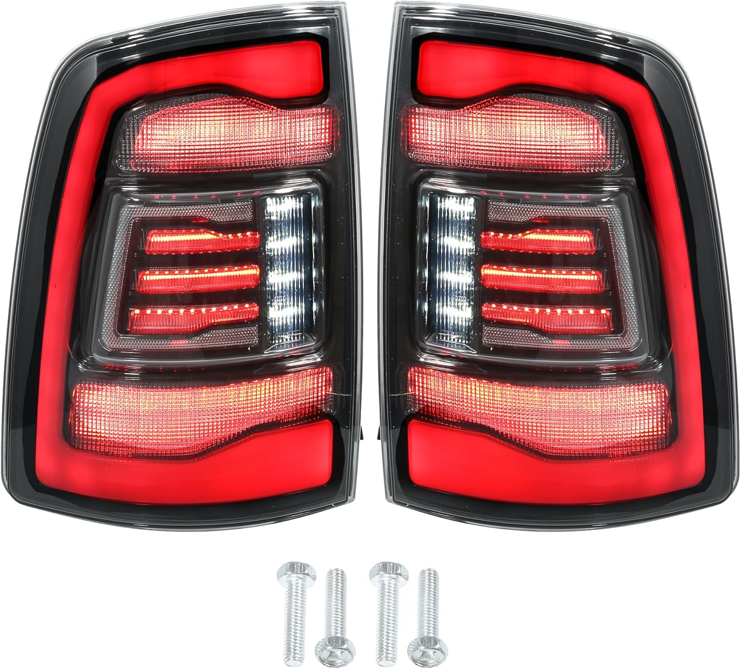 OLED Tail Lights Assembly - Car Rear Sequential Turn Signal and 3D Dynamic Animation Lighting w/Running Light - for Ram 1500 2009-2018, for Ram 2500 3500 2013-2018 - 1 Pair