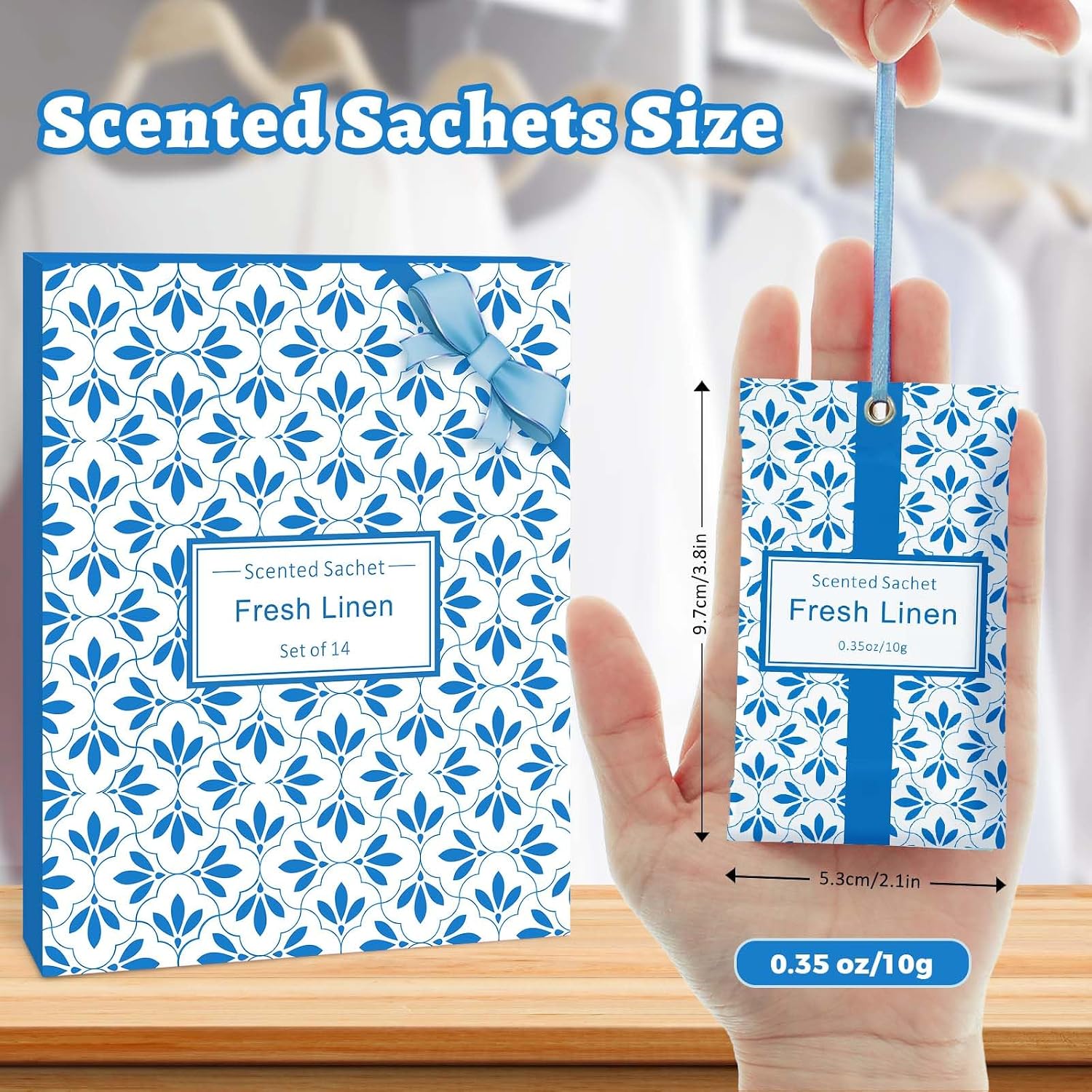 STRN Scented Sachets for Drawer and Closet, Linen Scent 14-Pack for Luggage