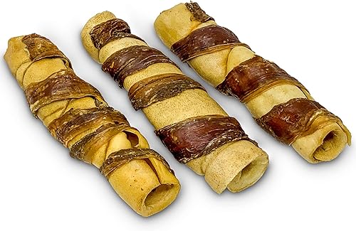 Wild Eats - Rollo de mejillas de búfalo de agua de 9 pulgadas para perros tipo retriever, paquete de 3 (alternativa saludable para cuero crudo de