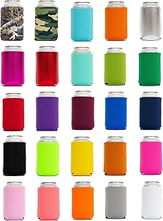 QualityPerfection Beer Can Cooler Sleeves (25) Foam 12 oz Holder for Personalized Sublimation HTV, Vinyl, DIY Customizable for Parties, Events, Bulk - Blank, Ready for Printing(25 colors Mix)