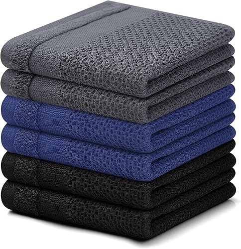 Miniatura 221 de Homaxy Paños de cocina 100% algodón, paquete de 8 – 12 x 12 pulgadas, tejido de gofre, muy suaves y absorbentes, paños de cocina de secado rápido