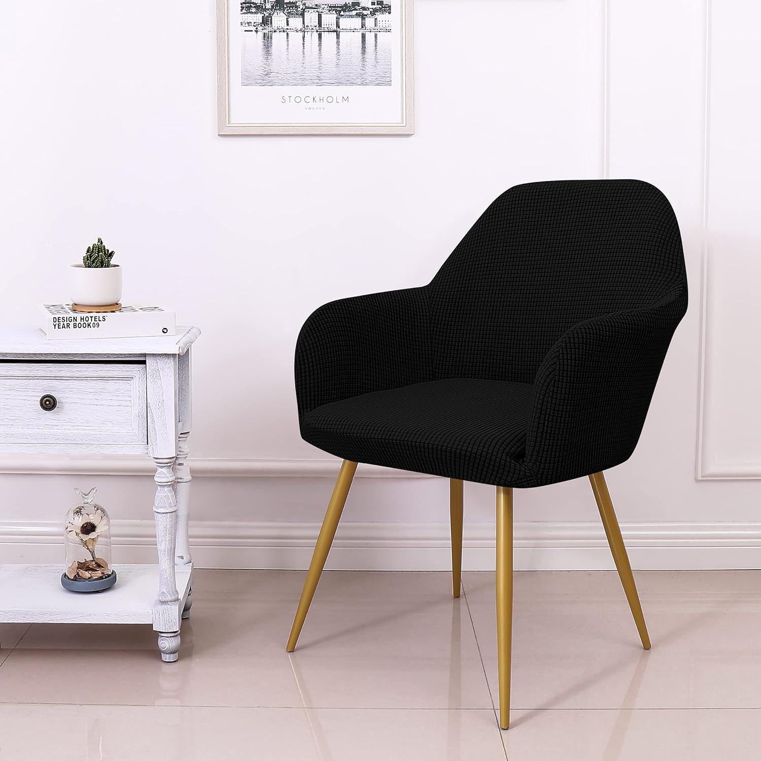 Yonus Dining Room Chair Slipcovers Parsons Chair Covers Sets Armchair Covers Removable Chair Protector Cover Seat Slipcovers for Living Room (1, Black)