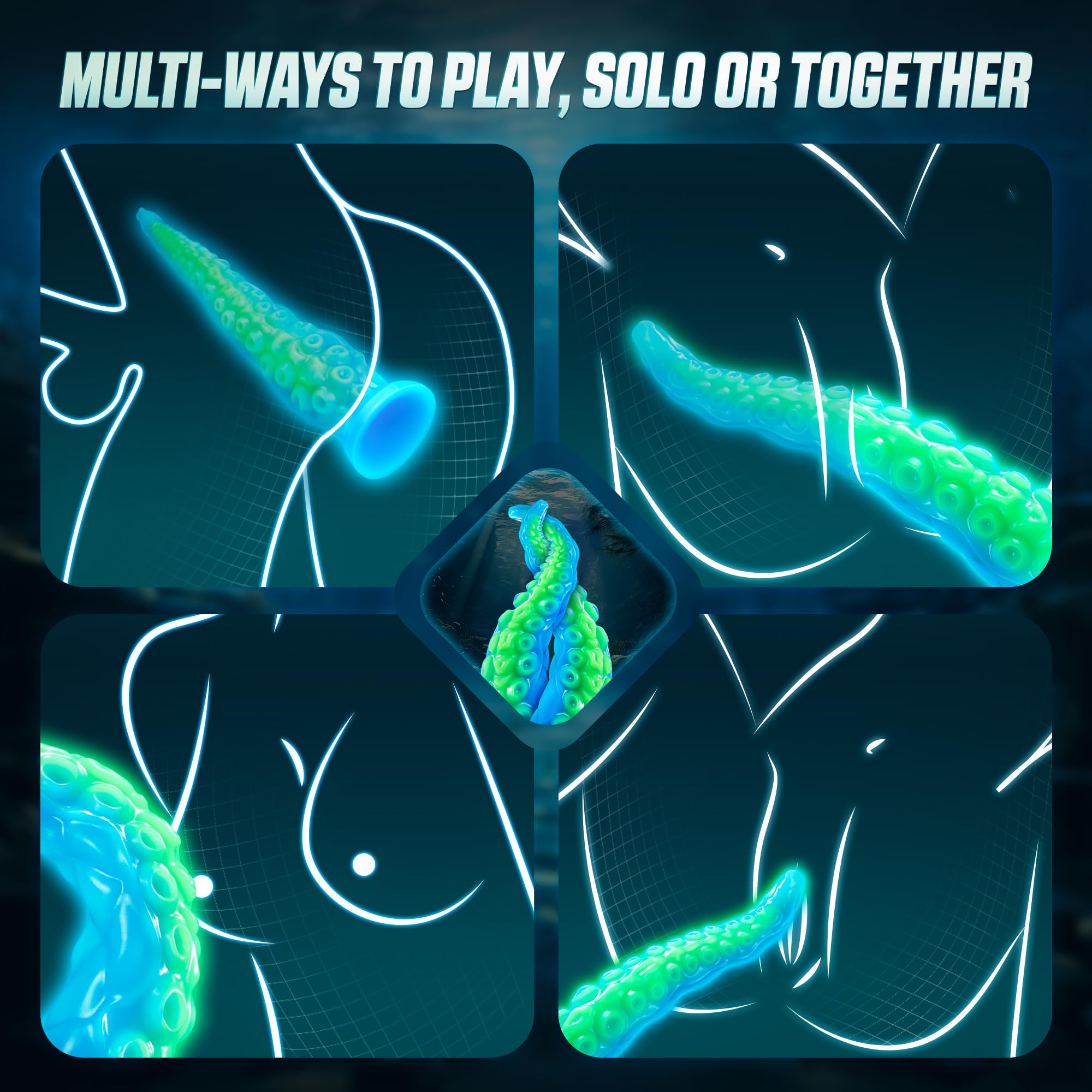 Luminous Tentacle Dildo Sex Toy - 12.9'' Anal Dildos Adult Toys, Strong Suction Cup Dildo Anal Sex Toys for C U G-Spot Stimulation, Soft Silicone Huge Dildo Womens Sex Toys for Men Couples Sex Machine