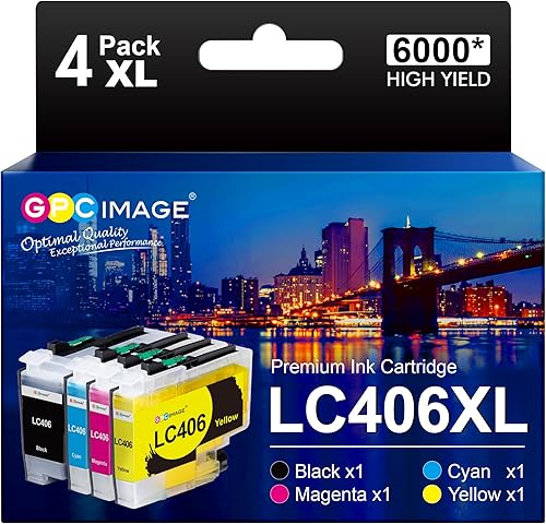 GPC Image LC406XL High Yield Ink Cartridge for Brother Printer for Brother LC406 Ink Cartridges LC406XL LC 406 XL use with Brother MFC-J4535DW