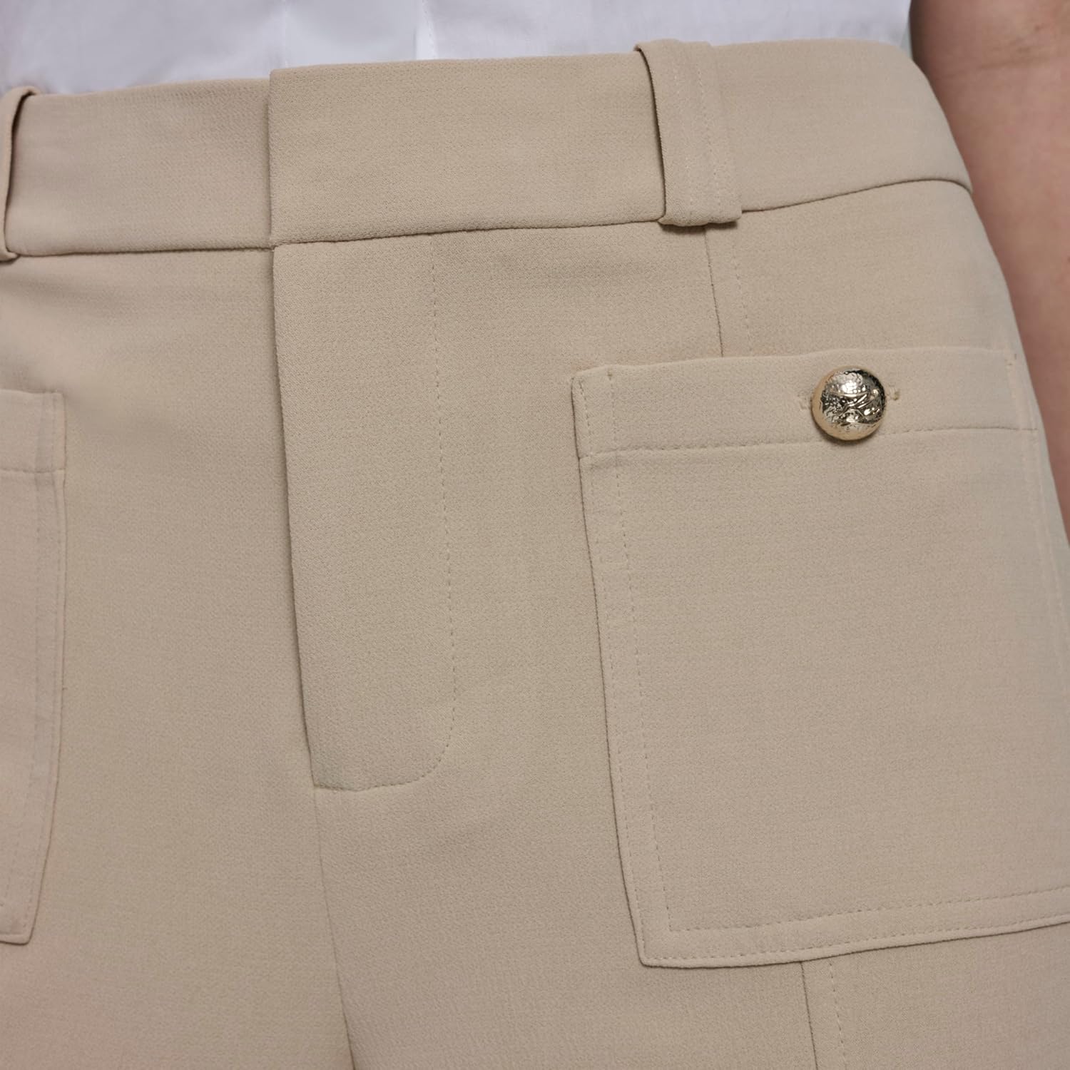 Karl Lagerfeld Women's Straight Leg Textured Crepe Front Pocket Pant