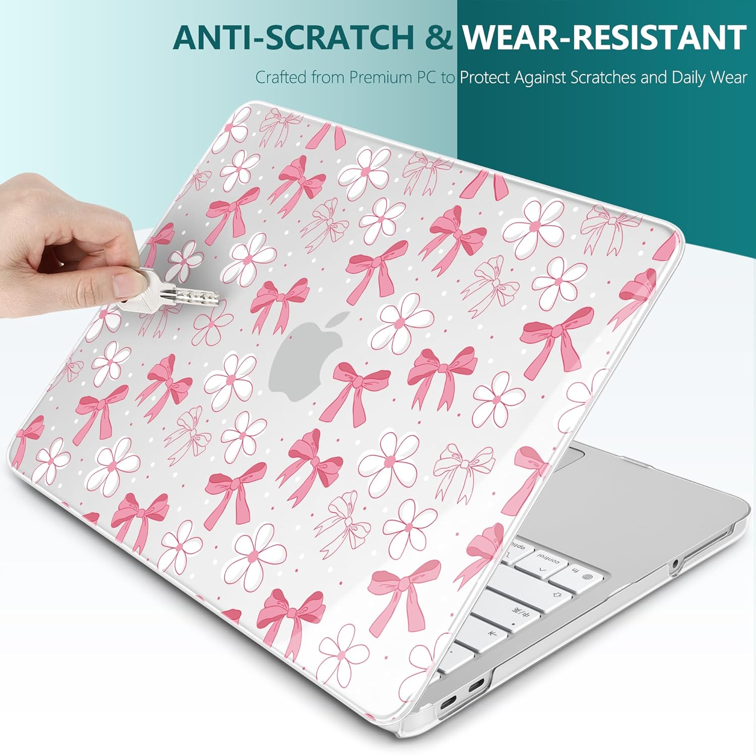 DONGKE Compatible with MacBook Neo 13 Inch Case 2026 A3404 A18 Pro chip & Touch ID, Plastic Hard Shell with Keyboard Cover, Screen Protector & Dust Plugs, Bow & Daisy