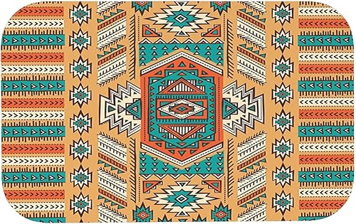 JUNTAIY Super Absorbent Floor Mat, Tribal Fast Drying Mat for Bathroom, Indian Aztec Secret Tribe Pattern Bohemian, 31.4" W x 19.6" L, for Garage,