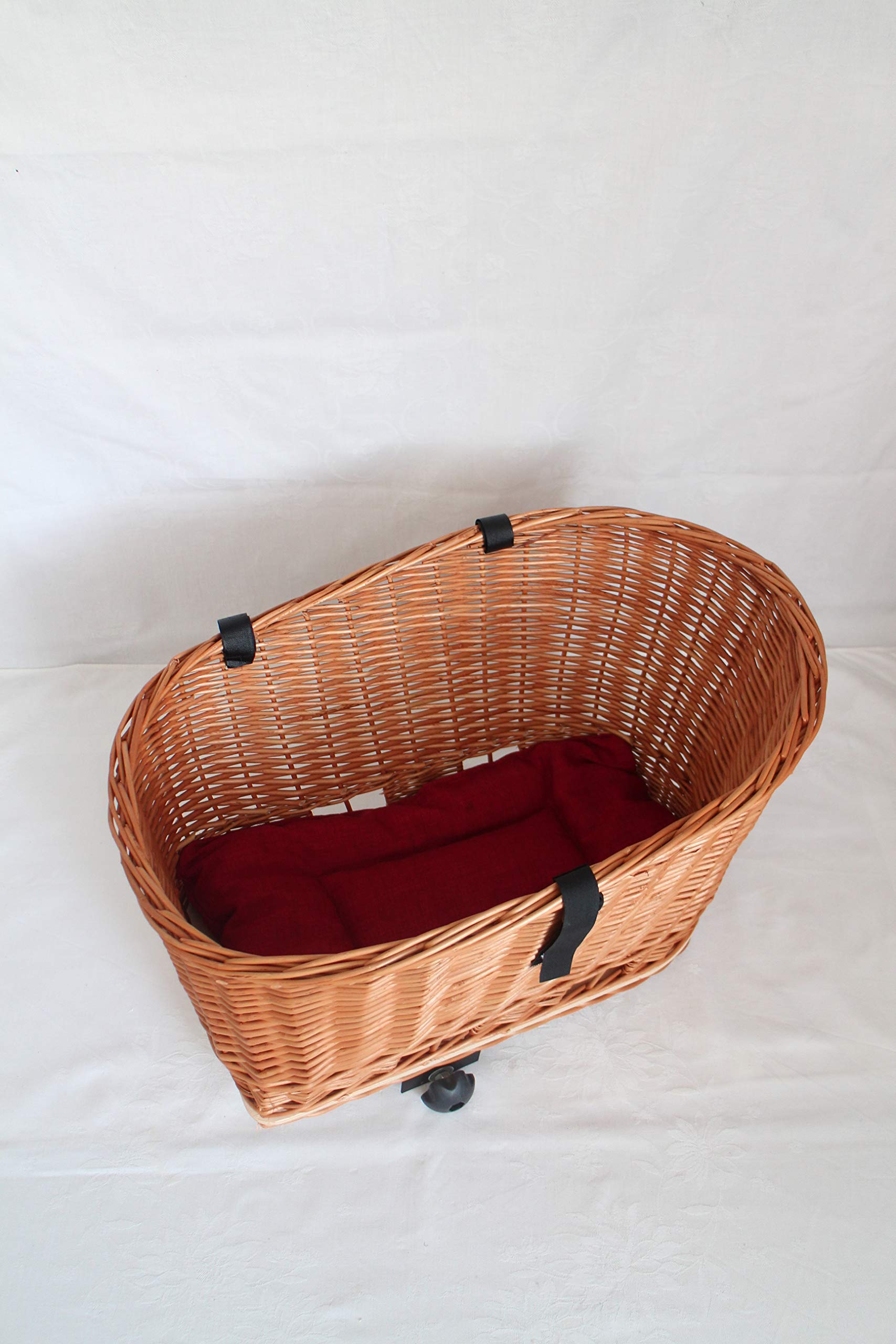 Marcus Panier de vélo pour chien XXL en osier avec grille en métal et coussin Panier à provisions