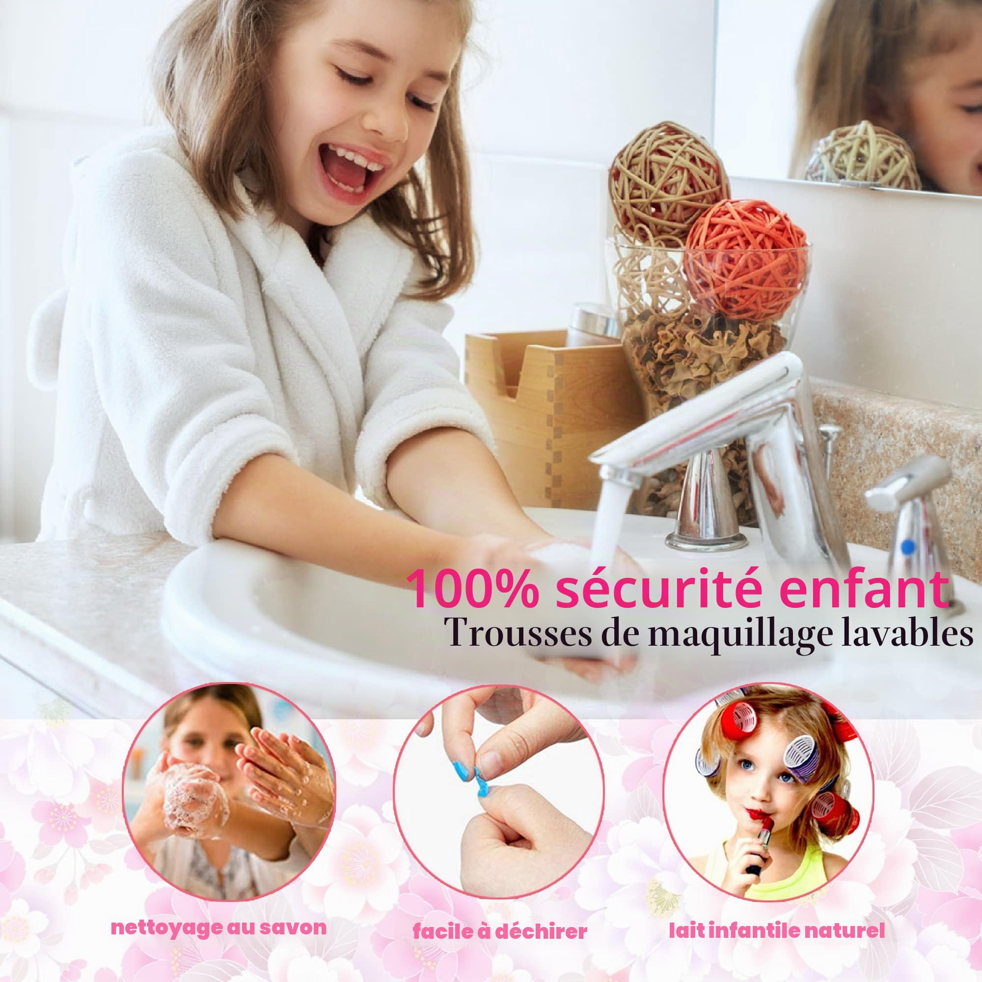 Mrabbitoo Maquillage Enfant Jouet Filles - Coffret Maquillage Enfant, Non Toxique Malette Kit de Maquillage Enfant Fille,Maquillage Enfant Cadeau de Noël Anniversaire Jouet pour Princesse Fille 3+ Ans