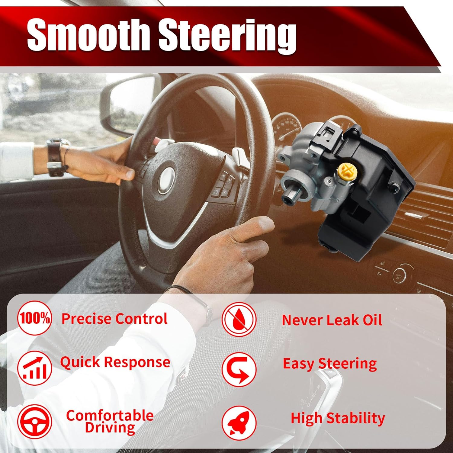 Power Steering Pump 15192791 with Reservoir Compatible with Chevrolet Colorado GMC Canyon 2004-2011 Isuzu i-280 i-290 i-350 i-370 2007-2008 Replaces 20-66989 96-66989 734-74144 63148N 6122PR