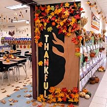 Irenare 8 Pcs 71 Inch Fall Classroom Decor, Thankful Maple Tree Door Cover
