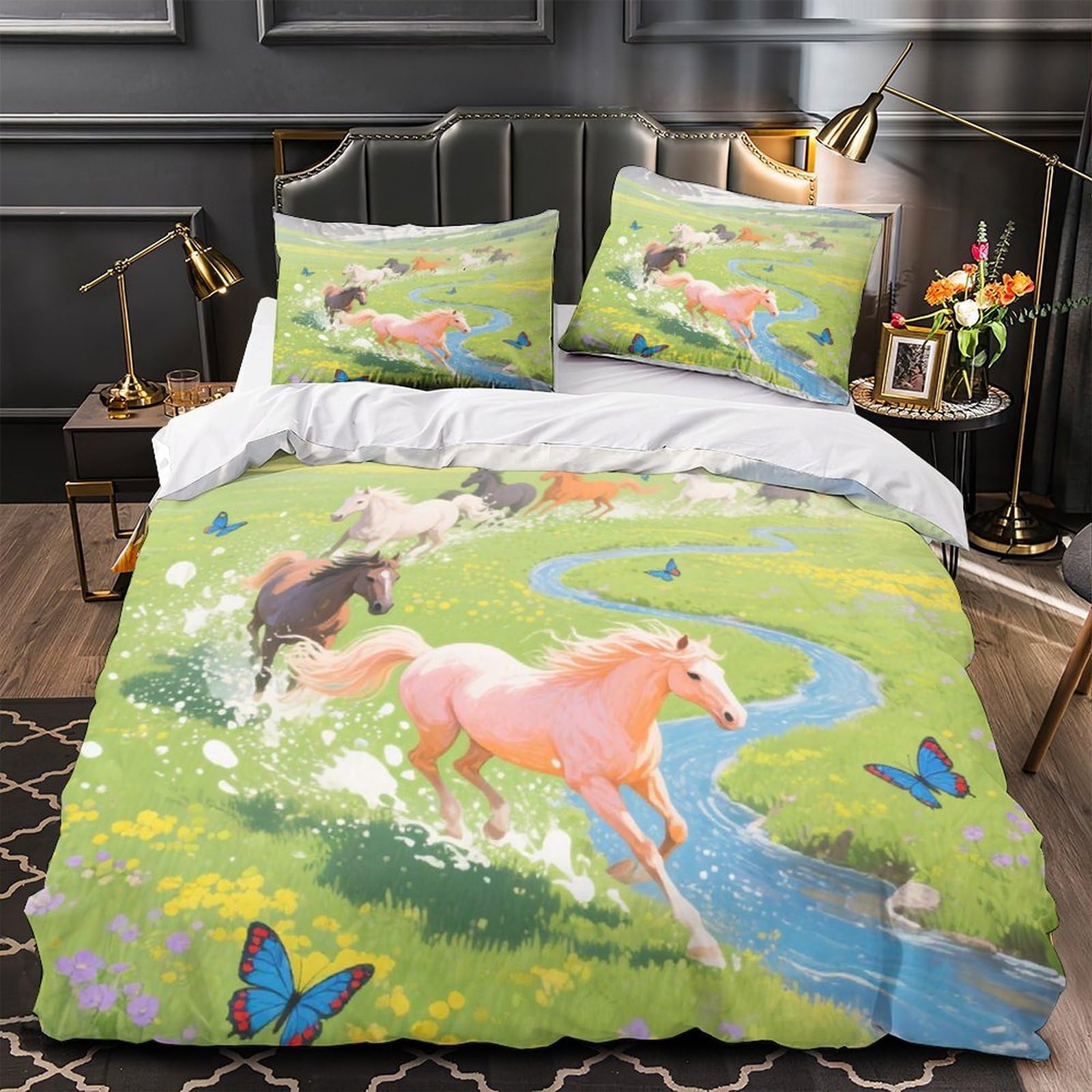 Parure de lit chevaux sauvages 3D pour décorer une chambre de garçon