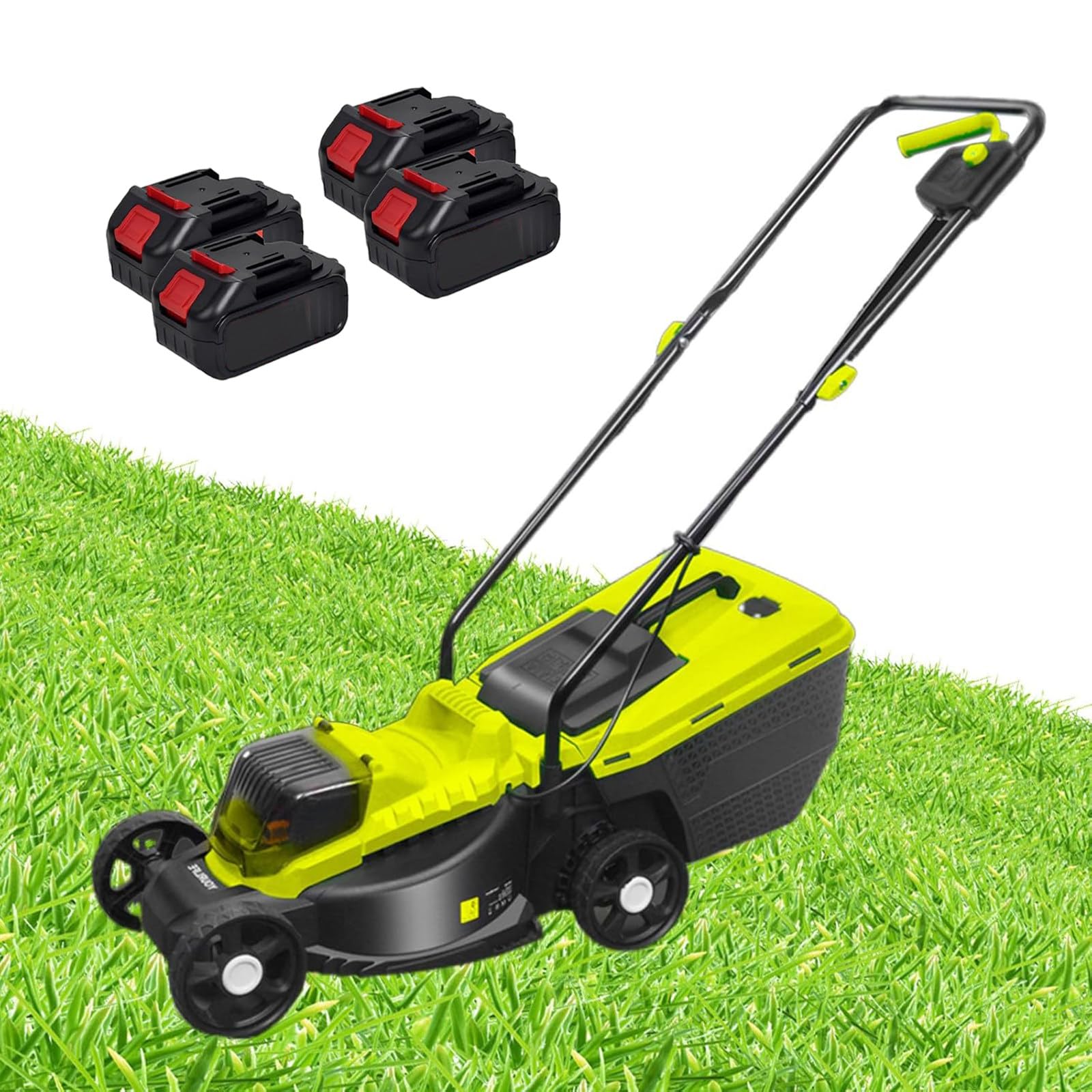 Tondeuse électrique - Tondeuse Sans Fil 40V Avec Batterie 4000mah et Chargeur Rapide Inclus - Tondeuse Manuelle à Batterie Avec Sac Collecteur, Moteur Brushless 3400 Tr/Min, 1600W,4 batteries