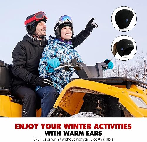 Miniatura 7 de Hikenture Gorro de calavera para casco con cola de caballo, gorro térmico de invierno para mujer, gorro de ciclismo para correr, gorro con agujeros