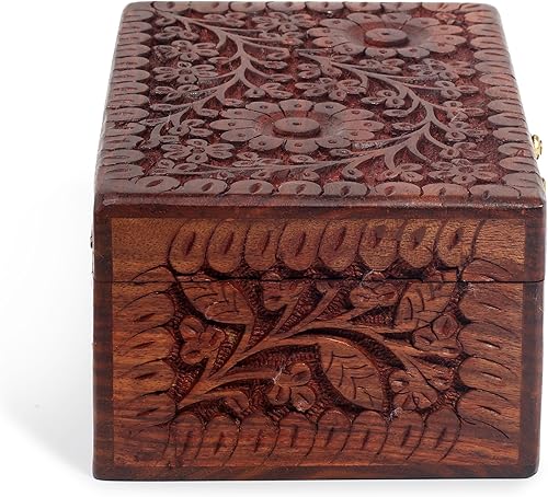 Miniatura 8 de Joyero hecho a mano de palisandro organizador de pecho, caja de almacenamiento de joyas de madera vintage para cubiertas de cartas del tarot,