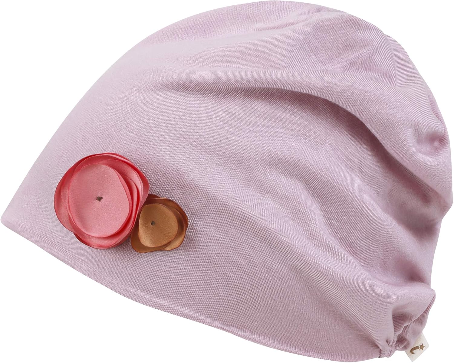 ililily Tencel Lyocell Flower Trim Chemo Hair Loss Beanie Ultra Soft Stretchable Head Cover Sleep Hat
