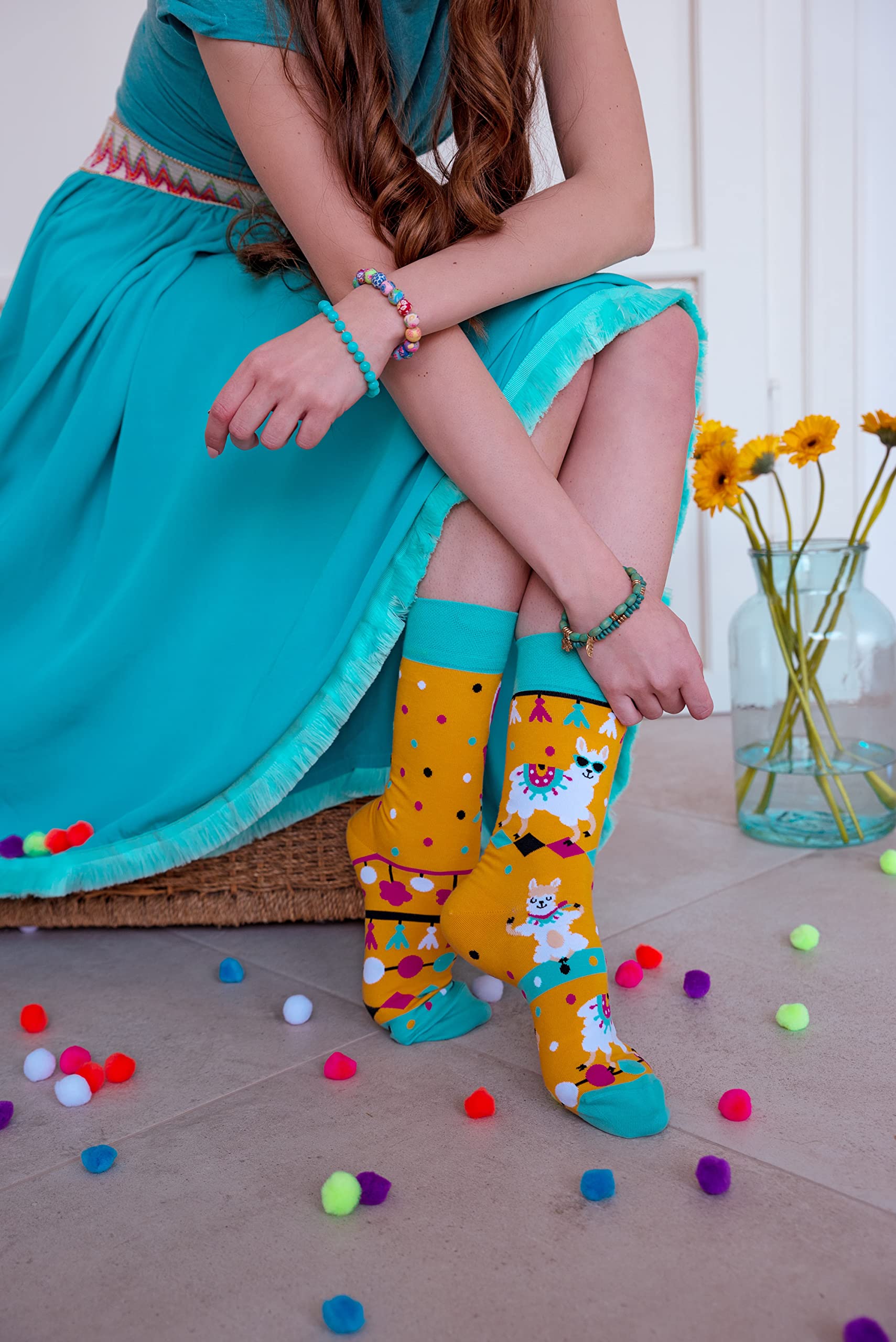 Dedoles Calzini Unisex Donna Uomo & Bambini Calze Cotone con tanti Design divertenti Calcio Bicicletta Piante Cavalli Regalo sinistra destra diversi