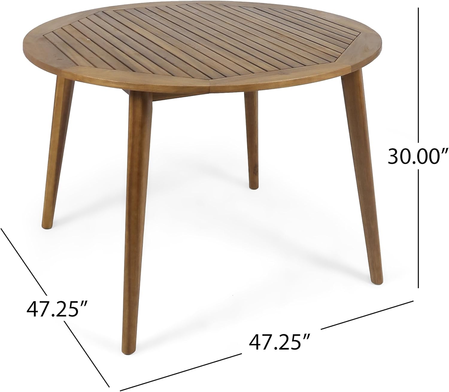 Christopher Knight Home Nick Outdoor Acacia Wood Round Dining Table, Teak Finish
