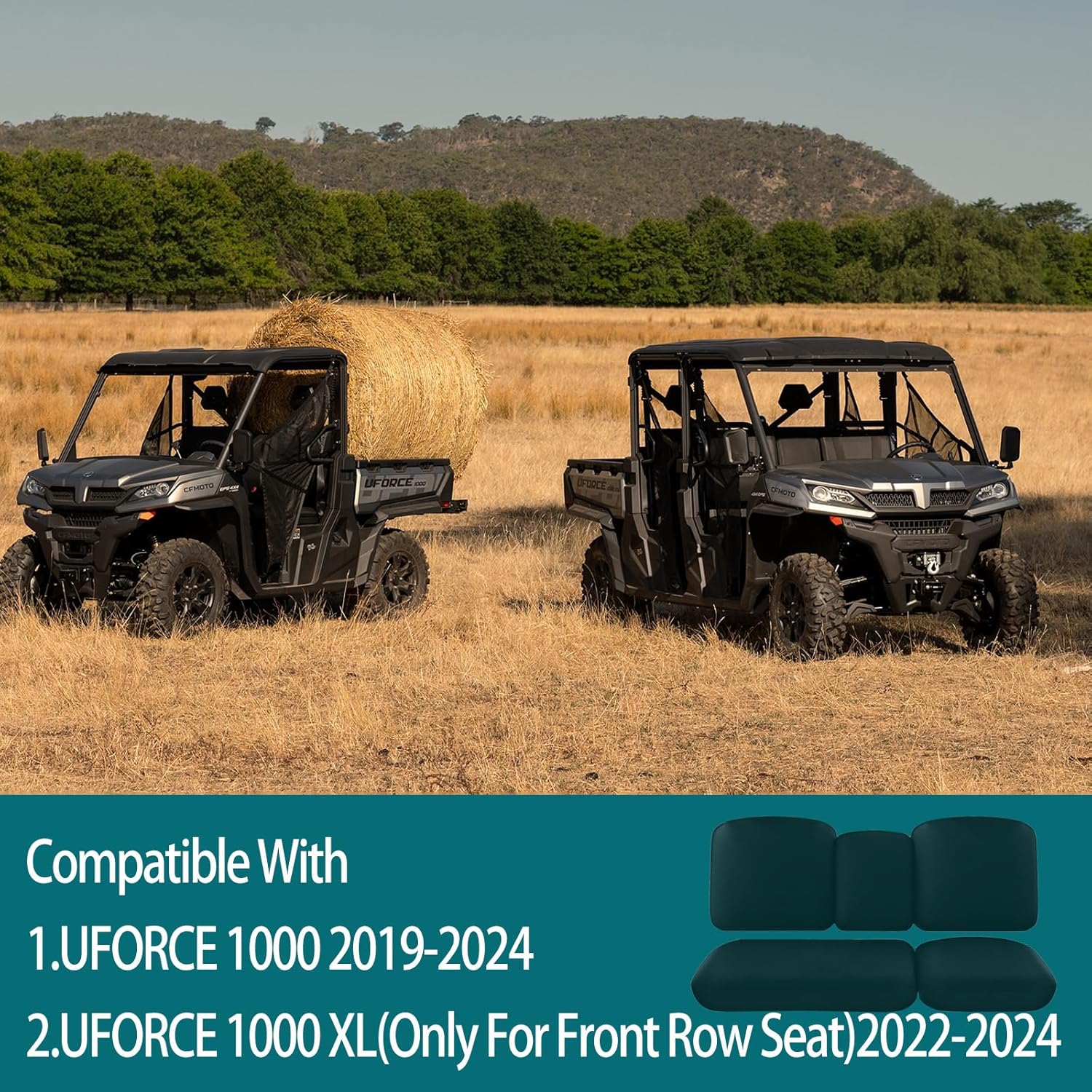 UTV Uforce 1000 Seat Covers 1680D Oxford Waterproof Compatible with CFMOTO Uforce 1000 2019-2024,CFMOTO Uforce 1000 XL (Front Seats) 2022-2024 Easy Installation,Uforce 1000 Accessories