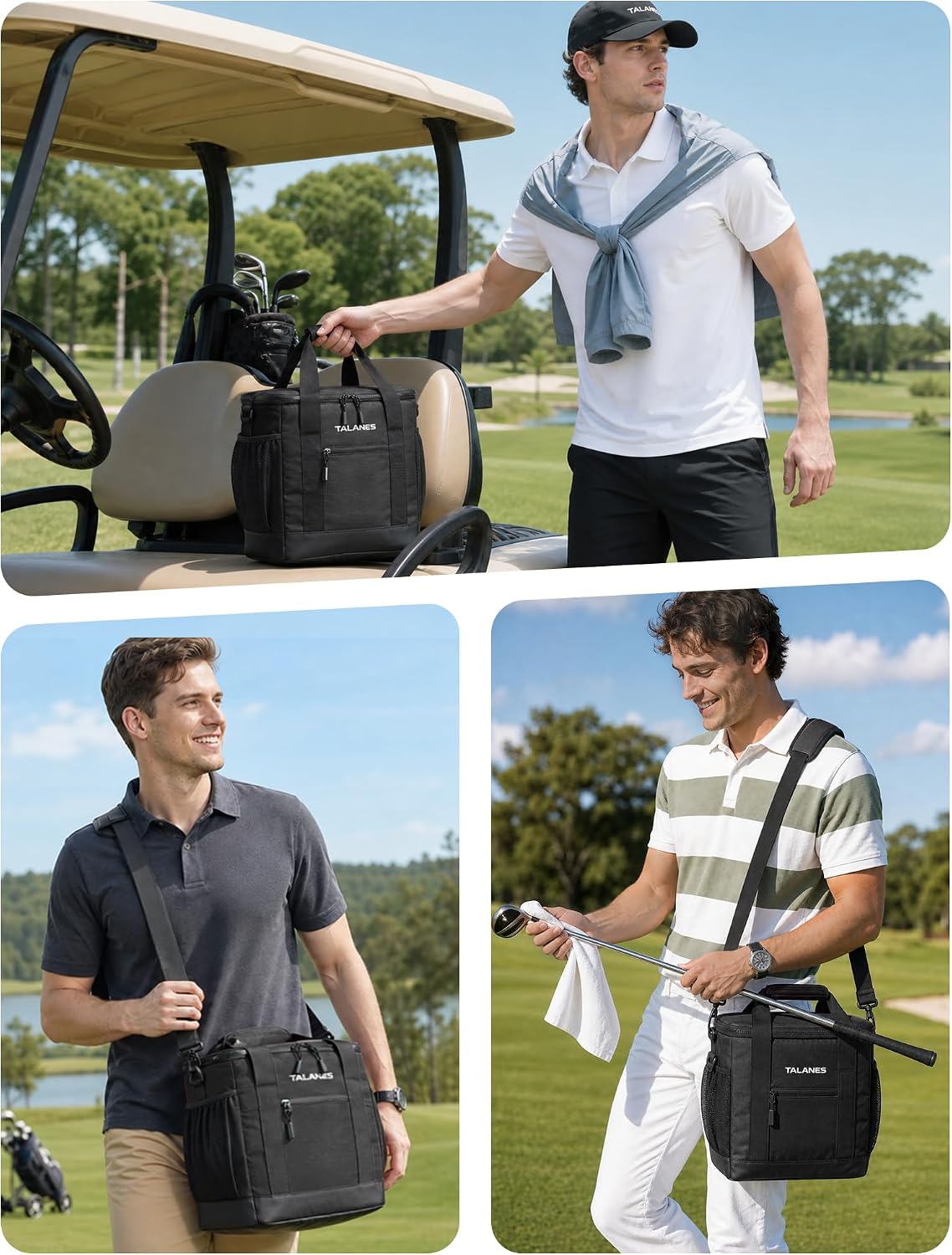 Golf Cart Cooler Bag, 24-Can Soft Sided Ice Chest | Spacious Collapsible Insulated Cooler with Multi-Pocket Storage & Versatile Carry Options for Golf Outings