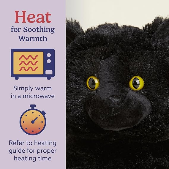 warmies Microwavable & Weighted Stuffed Animals, Black Cat - Heated Stuffed Animal, Weighted Plushies for Warmth & Comfort - Cute Soft Plush Toys for Adults & Children (Boys, Girls, Babies & Toddlers)