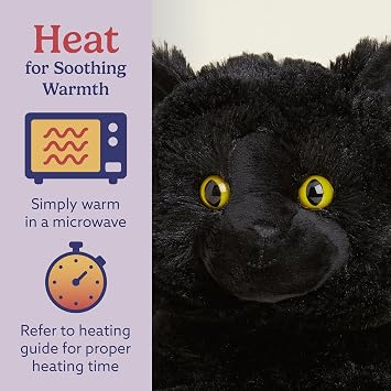 warmies Microwavable & Weighted Stuffed Animals, Black Cat - Heated Stuffed Animal, Weighted Plushies for Warmth & Comfort - Cute Soft Plush Toys for Adults & Children (Boys, Girls, Babies & Toddlers)