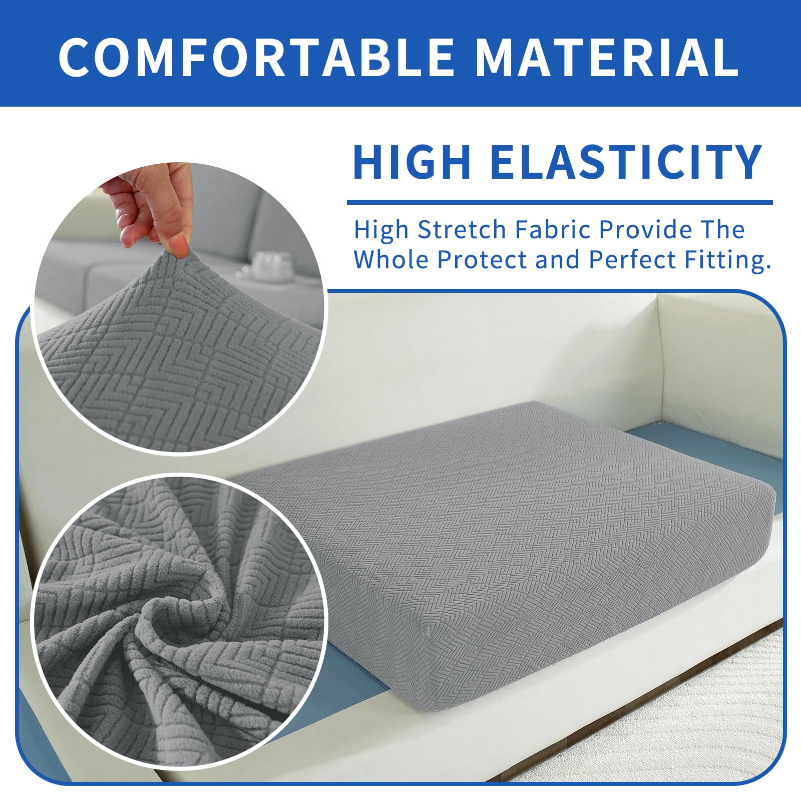 Ystyle Copriseduta Divano Elasticizzato, Copri Cuscino Divano Penisola, Coprisedile Divano, Copricuscini Per Divani, Antiscivolo Antigraffio Copricuscini Divano (Chaiselongue, Grigio Chiaro)