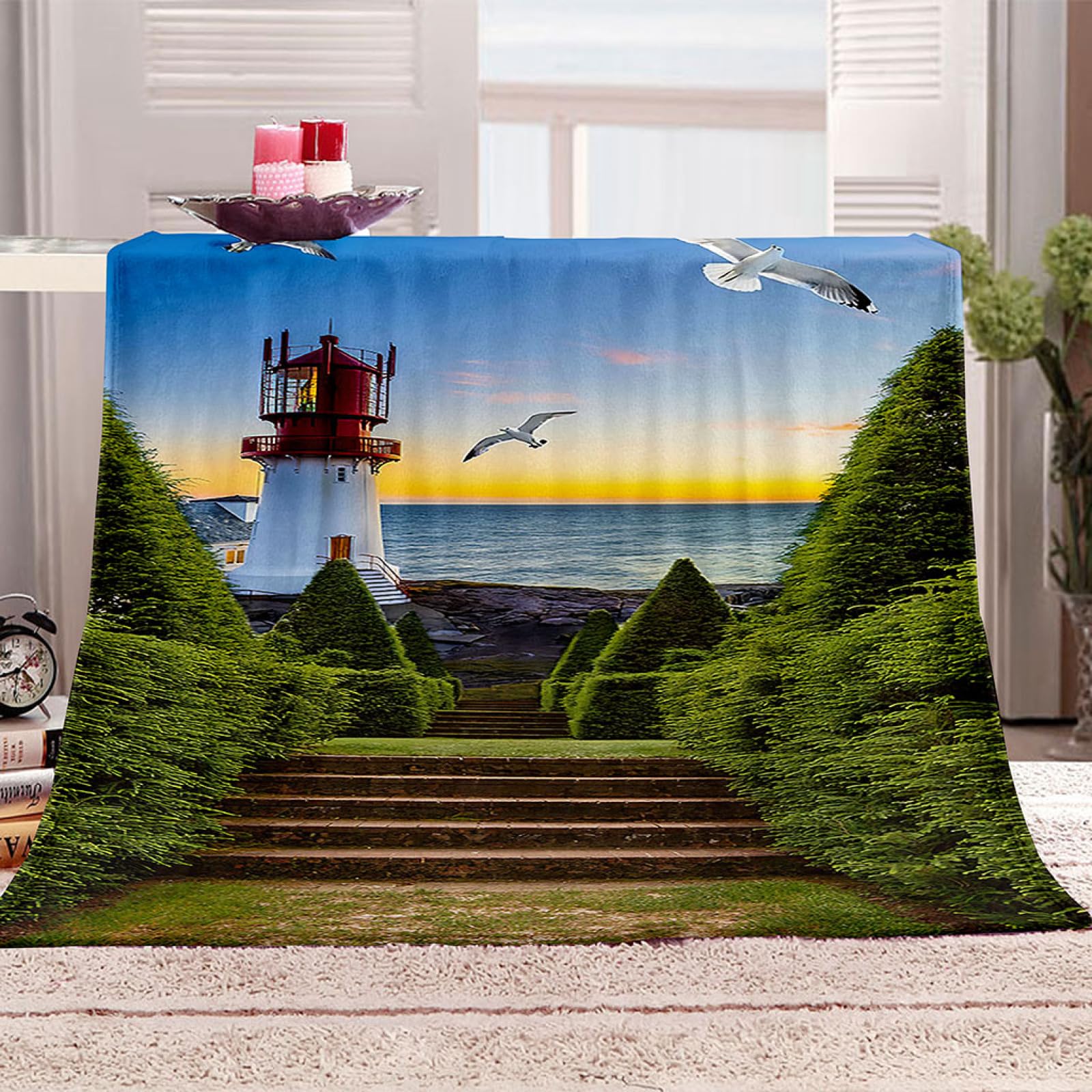 Couverture phare vue de la mer douce couverture salon pour canapé