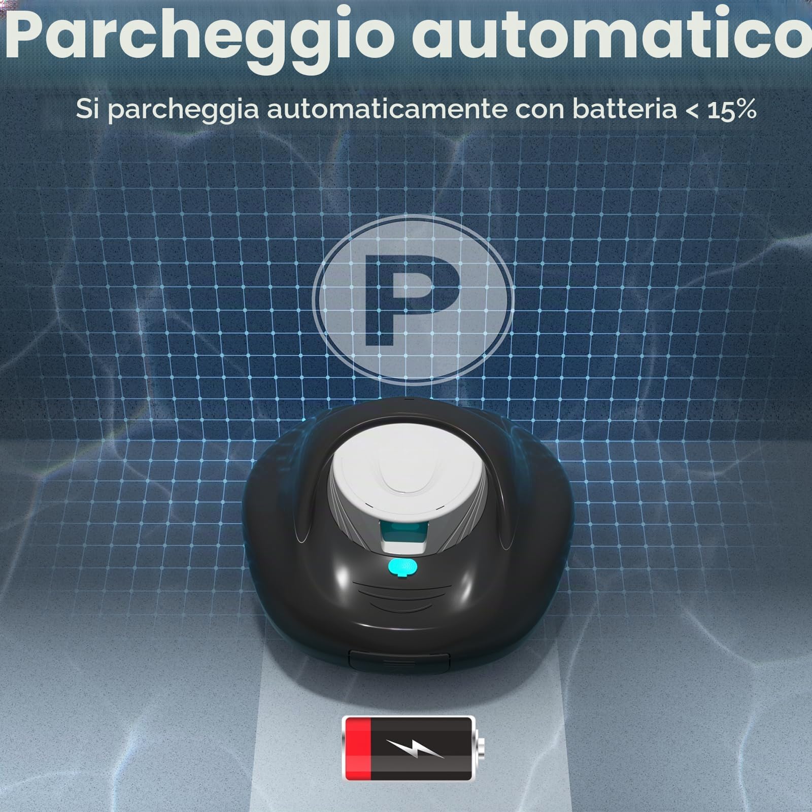 2026 Robot Pulitore per Piscine, Ricarica 2.5H con 130 Minuti Autonomia, Doppio Motore Trazione Potente, Copertura 80 m²（Nero）