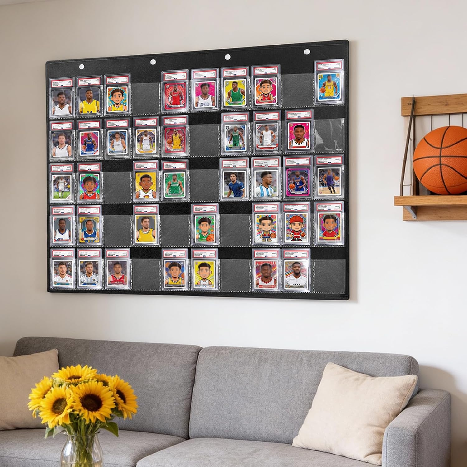 50 Pocket Trading Card Display Hanging Bag Card Holder for PSA Graded, Sports Cards, Mag Holders, Large Capaticy for Basketball Baseball Magnetic Graded Sleeves Cards Cases