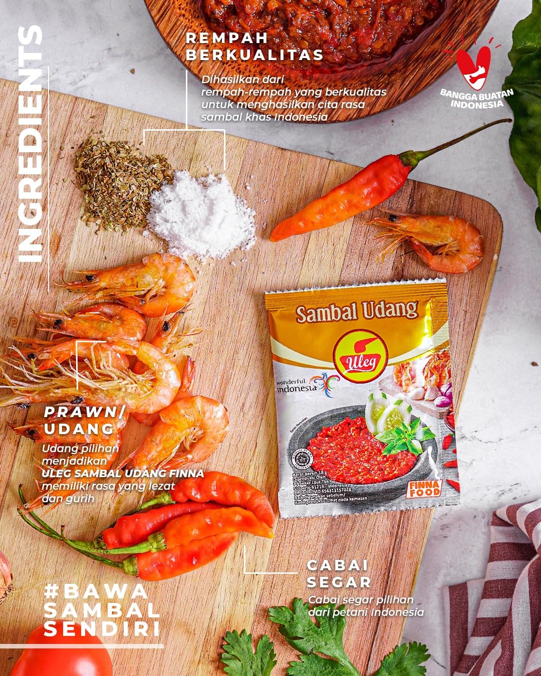 インドネシア チリ ULEG サンバル UDANG 30袋 ☆新品☆ Amazon | Uleg ウレグ Sambal Udang サンバル ウダン パウチ小袋