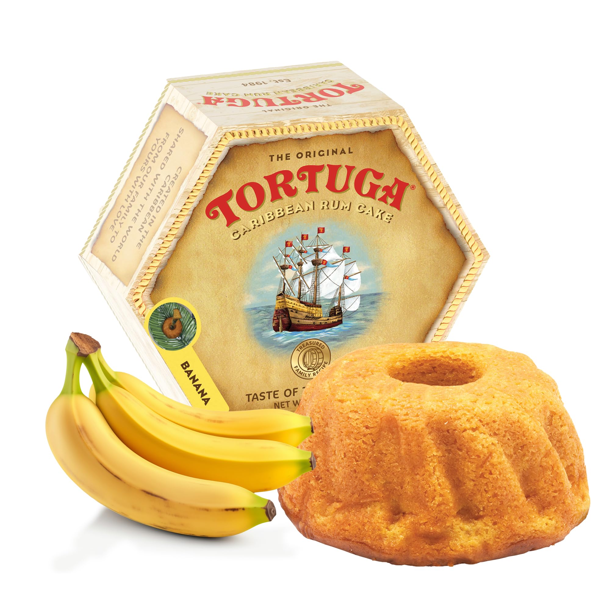 Tortuga Rum Cake Banana Flavour 454 g, Moist Caribbean Style Dessert, Rich Banana Taste, Rum Glazed Soft Cake, Perfect for Gifting, Celebrations, Parties & Festive Occasions