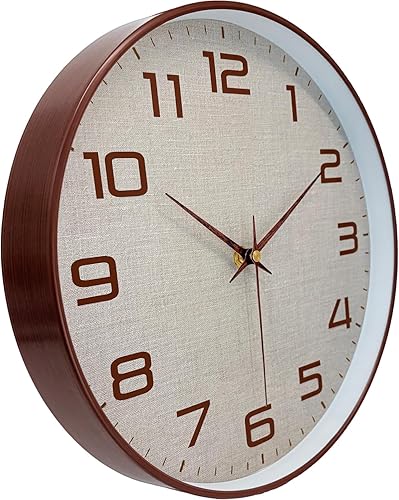 Miniatura 10 de Reloj de pared moderno de 8 pulgadas que funciona con pilas, reloj analógico de cuarzo silencioso sin tictac con números grandes, reloj de pared