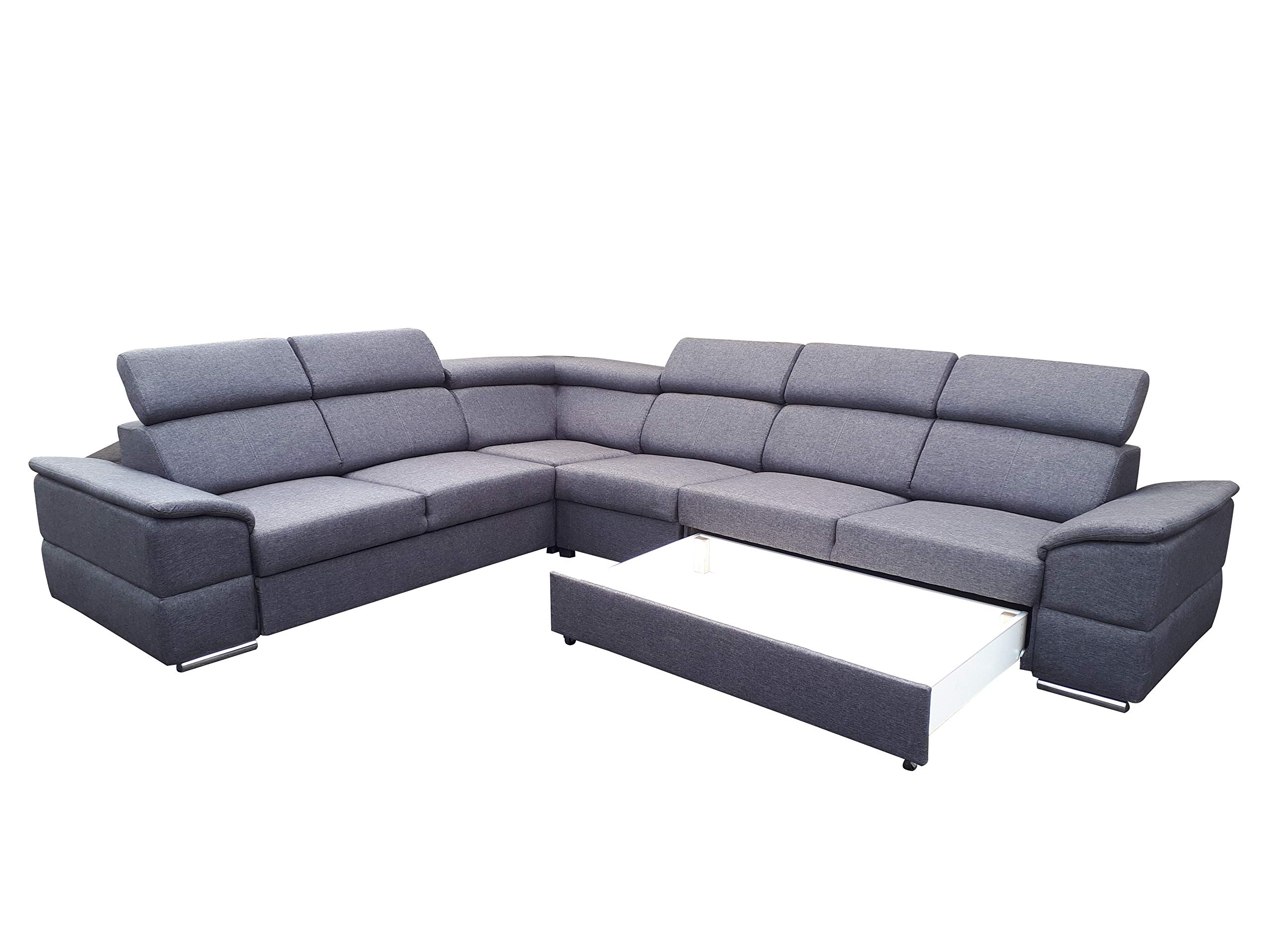 All4All Ecksofa mit Schlaffunktion Estrella - XXL Sofa mit Bettkasten - 334 cm x 264 cm - Schlafsofa - Wohnlandschaft L-Form - Groß - Gewebe - Farbe wählbar - Seite Rechts 19