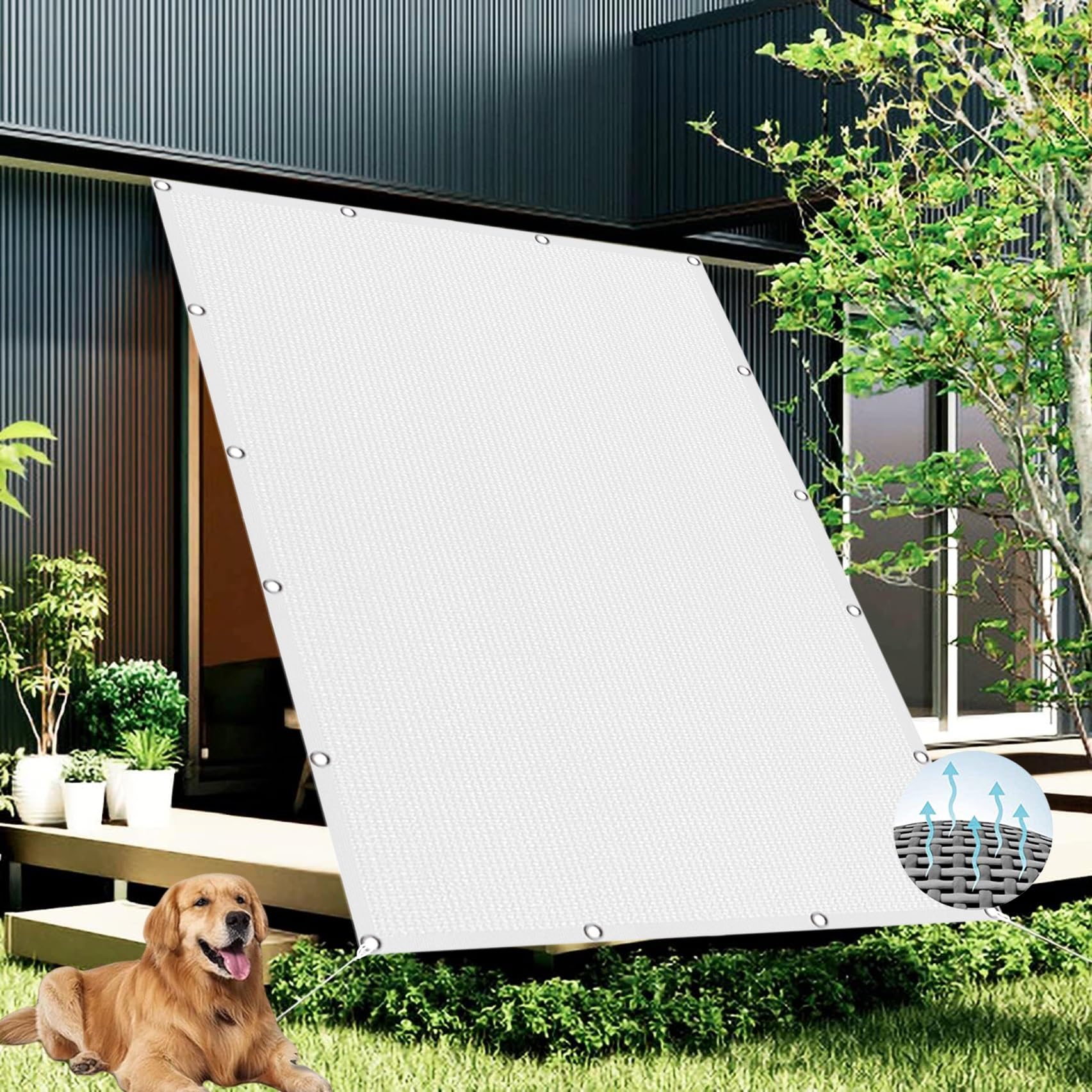 Toldos Exterior Terraza 50 x 300 cm, Tasa de Sombreado 95%, Transpirable, Resistente Al Desgarro, Toldos Exterior Terraza, Vela para Pergola, Jardín, Terrazas, Blanco