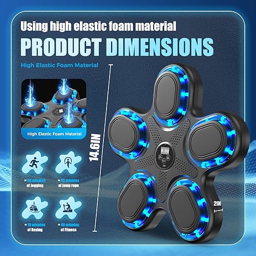 Miniatura 6 de Máquina de boxeo musical mejorada 2025  Equipo de fitness inteligente con Bluetooth montado en la pared con contador de perforaciones, velocidad