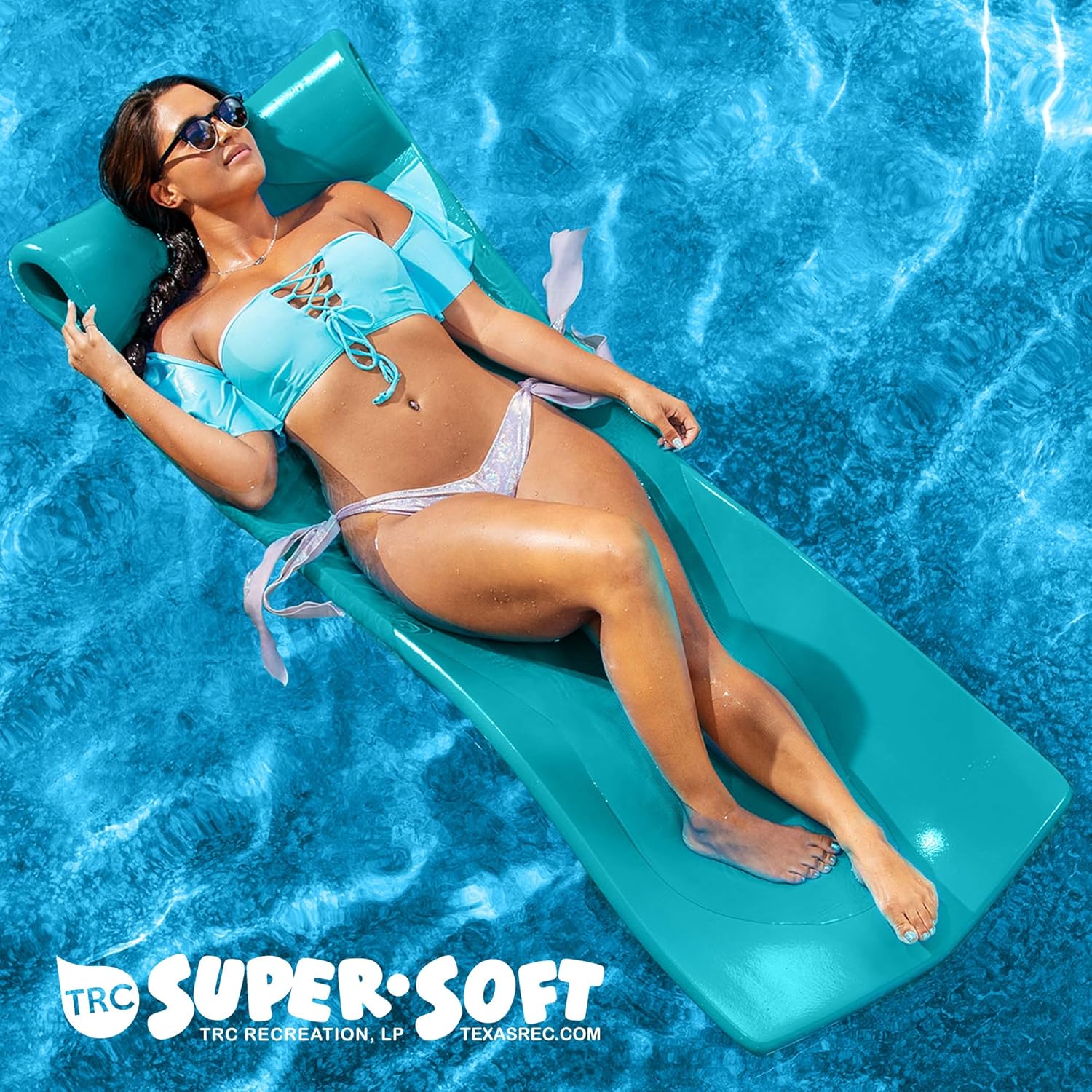 TRC Recreation Splash 1.25" Thick Foam Pool Float Lounger w/ Headrest for Lounging & Sunbathing in Swimming Pools, Beaches & Lakes, 70" x 26"