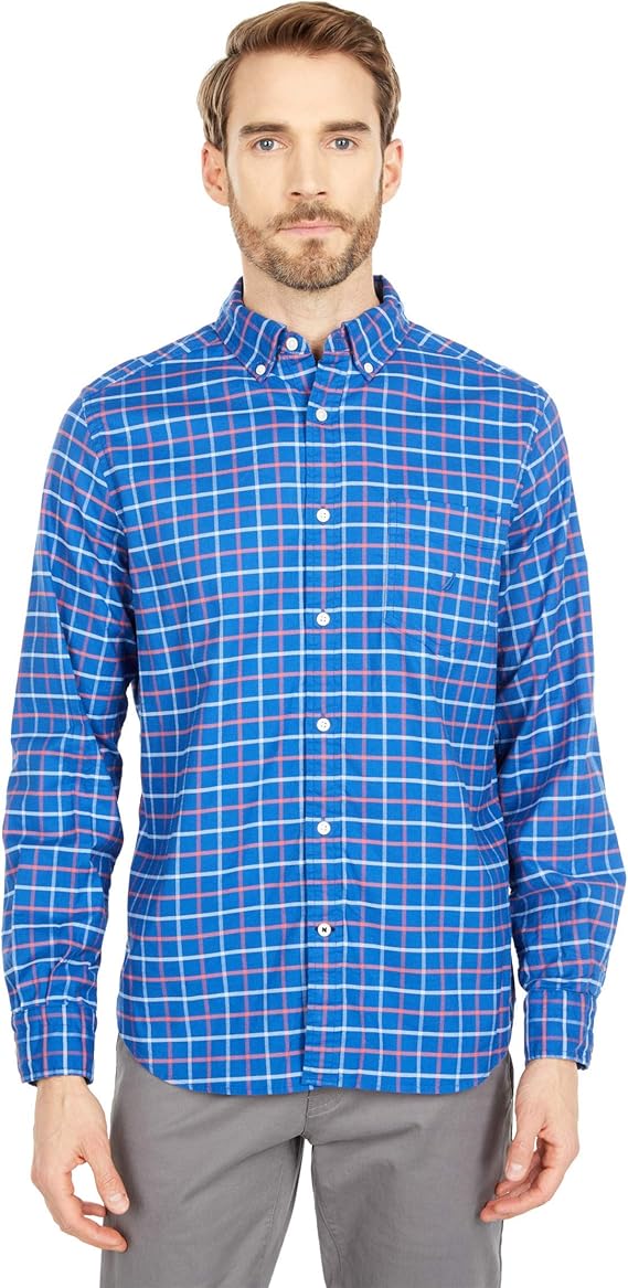 Nautica Men's Shirt Blue Large Amazon.co.uk Fashion