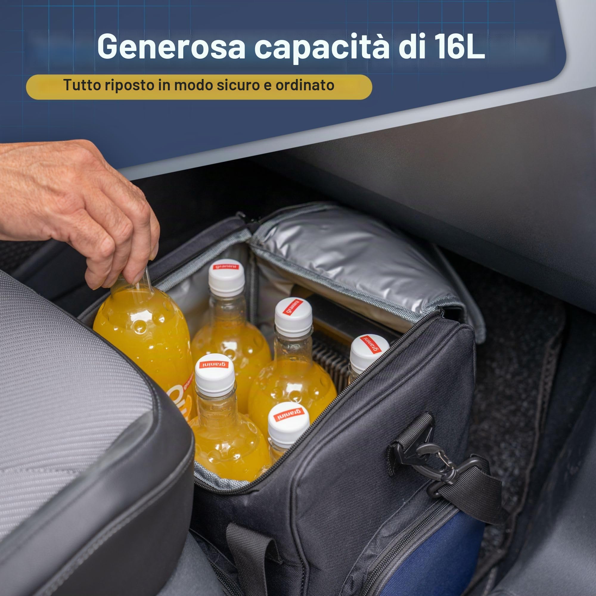 cartrend Borsa termica con cavo di collegamento auto 12 V, lunghezza 1,50 m, tracolla regolabile, rivestimento interno facile da pulire, diverse misure
