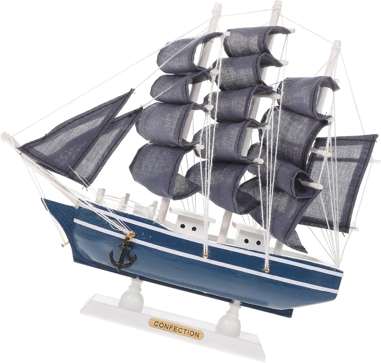 Segelboot Deko 24cm - Mediterranes Schiffsmodell Aus Holz Für Wohnzimmer & Büro