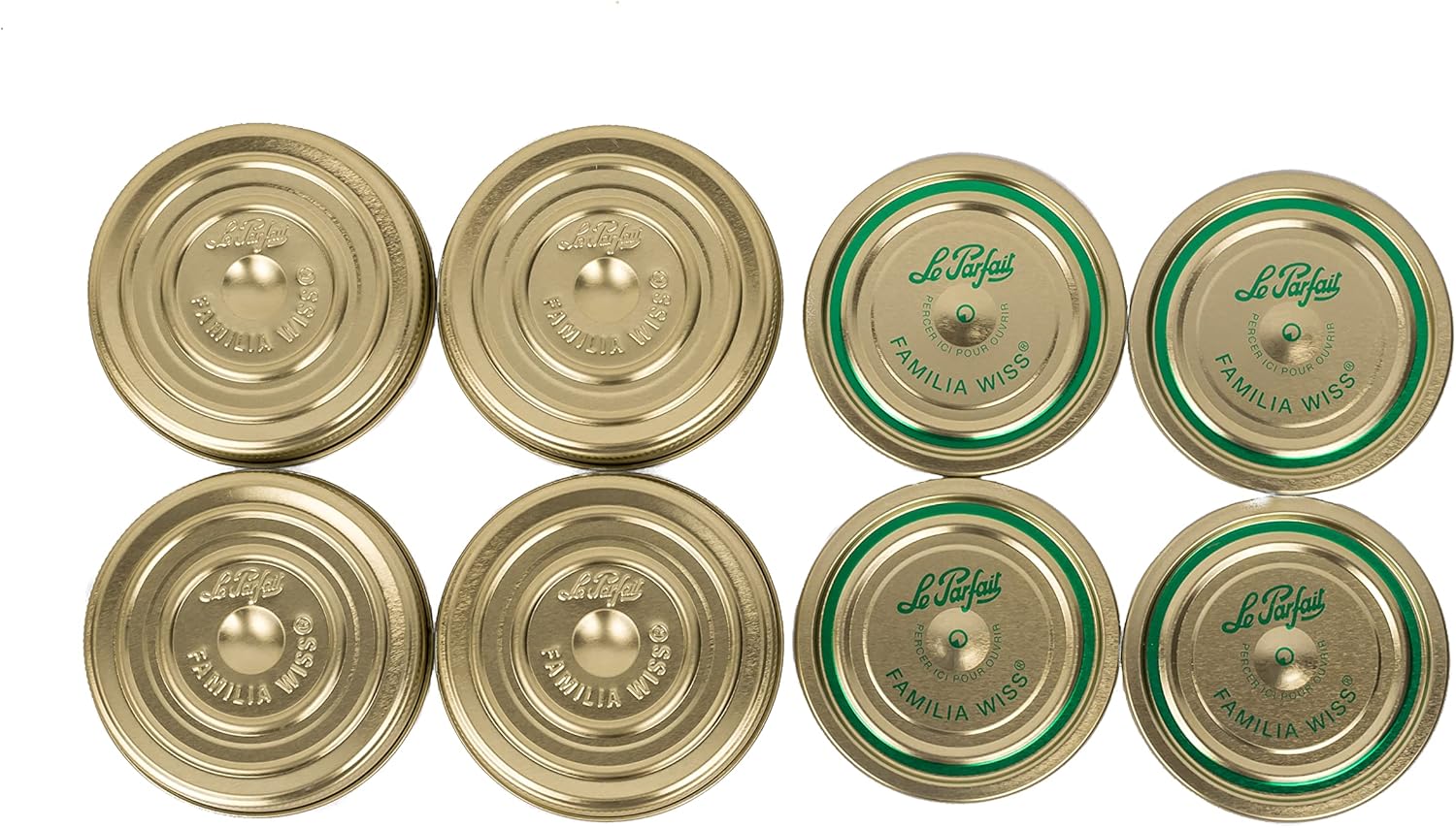 Le Parfait Familia Wiss Terrine Wide Mouth French Glass Jar w/Airtight 2-Piece System Gold Lids | Ideal for Canning, Food Storage, Meal Prep, Cake Jar & DIY Crafts| 32oz Quart (Pack of 4) 1L