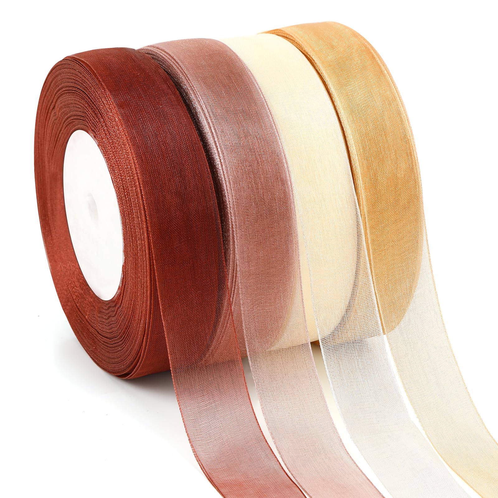 Snapklik.com : 4 Rolls 200 Yards Organza Ribbon For Gift Wrapping, 4/5 ...