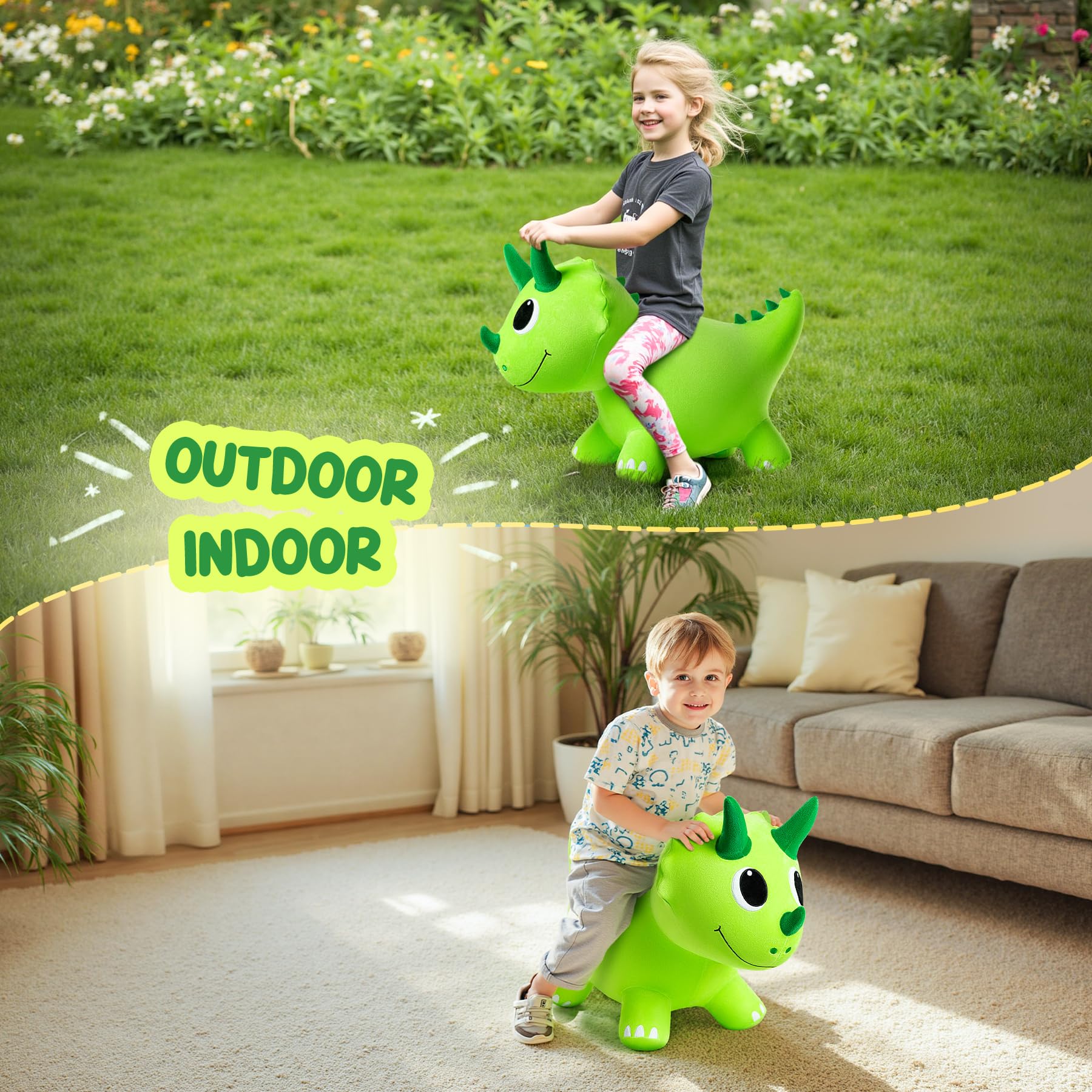 INPODAK Animal Saltarín,Salta Dinosaurio,Animal de Salto,Caballo Saltarín,Salta Animales Hinchable para Niños Salta,Regalos de cumpleaños y Navidad saltarines para niños de 1 a 6 años