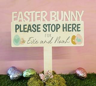 Personalised Easter Bunny Sign, Easter Hunt Sign, Easter Gift, Stop Here Sign
